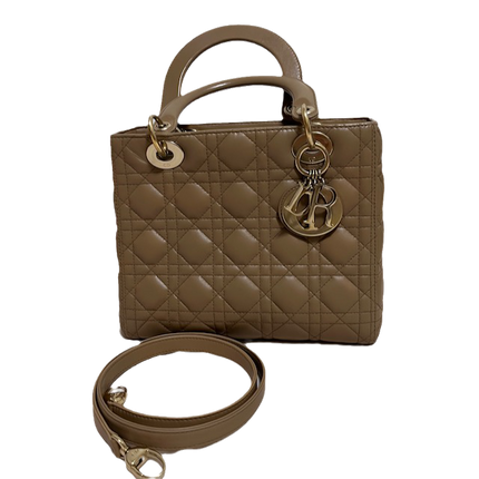 Sold Lady Dior Medium Beige Cannage Lambskin Leather