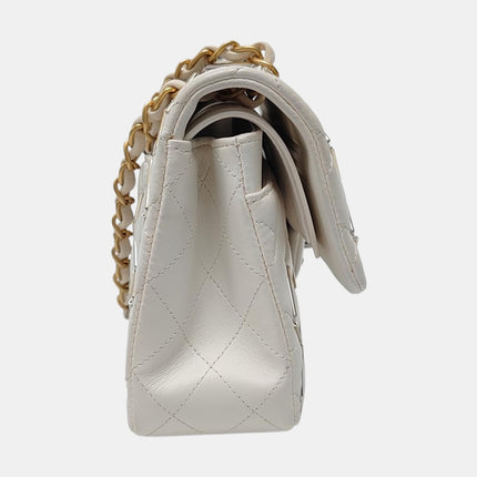 Chanel Classic Flap Small Bag White Lambskin Gold and Silver Hardware Wild Stitch 2020