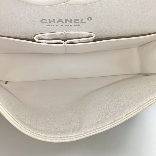 Chanel Classic Flap Small Bag White Lambskin Gold and Silver Hardware Wild Stitch 2020