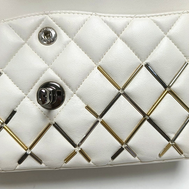 Chanel Classic Flap Small Bag White Lambskin Gold and Silver Hardware Wild Stitch 2020