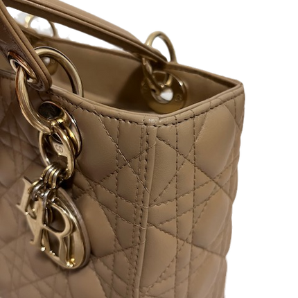 Sold Lady Dior Medium Beige Cannage Lambskin Leather