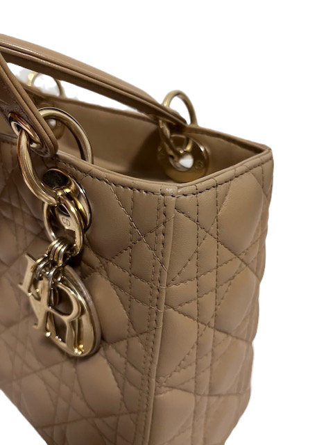 Sold Lady Dior Medium Beige Cannage Lambskin Leather
