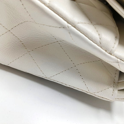 Chanel Classic Flap Small Bag White Lambskin Gold and Silver Hardware Wild Stitch 2020