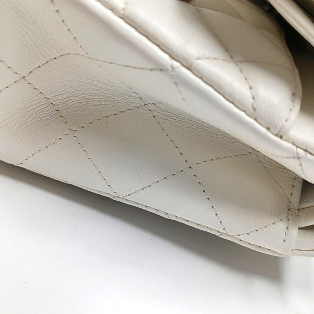 Chanel Classic Flap Small Bag White Lambskin Gold and Silver Hardware Wild Stitch 2020