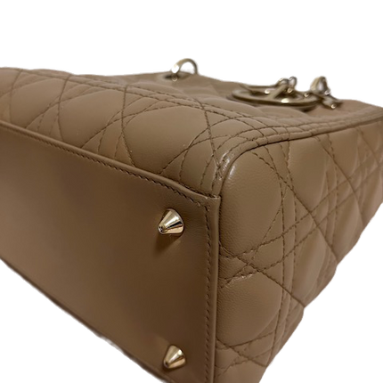 Sold Lady Dior Medium Beige Cannage Lambskin Leather