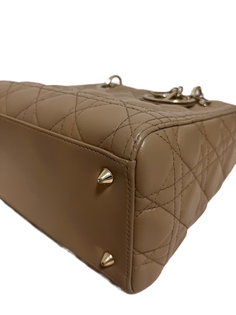 Sold Lady Dior Medium Beige Cannage Lambskin Leather