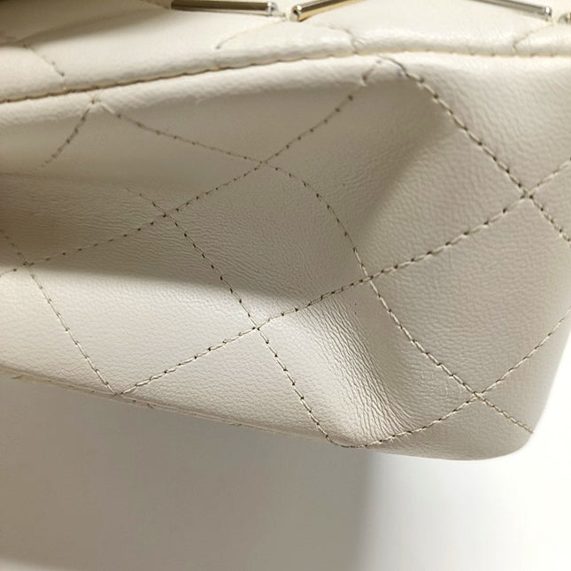 Chanel Classic Flap Small Bag White Lambskin Gold and Silver Hardware Wild Stitch 2020