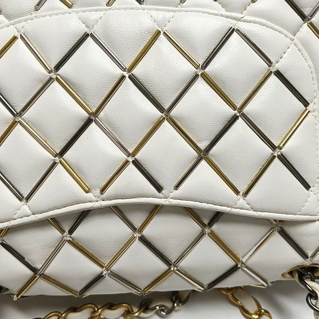 Chanel Classic Flap Small Bag White Lambskin Gold and Silver Hardware Wild Stitch 2020