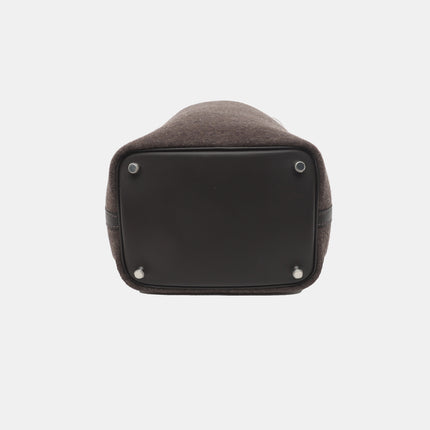 Limited Edition Hermes Picotin 18 Dark Grey Leather and Wool PHW