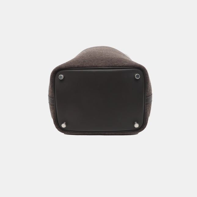 Limited Edition Hermes Picotin 18 Dark Grey Leather and Wool PHW