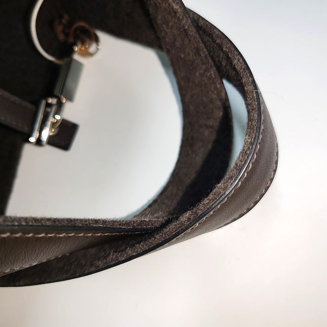 Limited Edition Hermes Picotin 18 Dark Grey Leather and Wool PHW