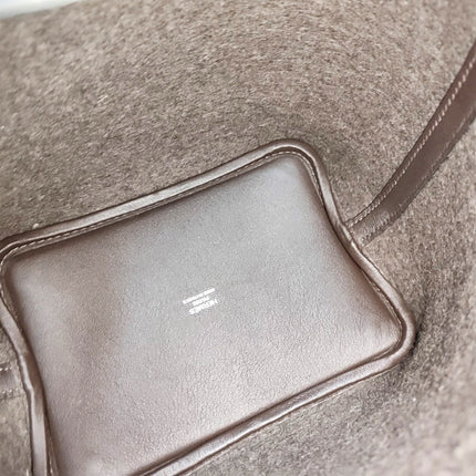 Limited Edition Hermes Picotin 18 Dark Grey Leather and Wool PHW
