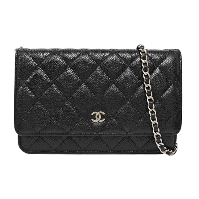 Chanel Wallet on Chain Classic Flap Black Caviar Leather Silver Hardware-1014