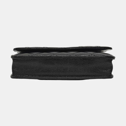 Chanel Wallet on Chain Classic Flap Black Caviar Leather Silver Hardware
