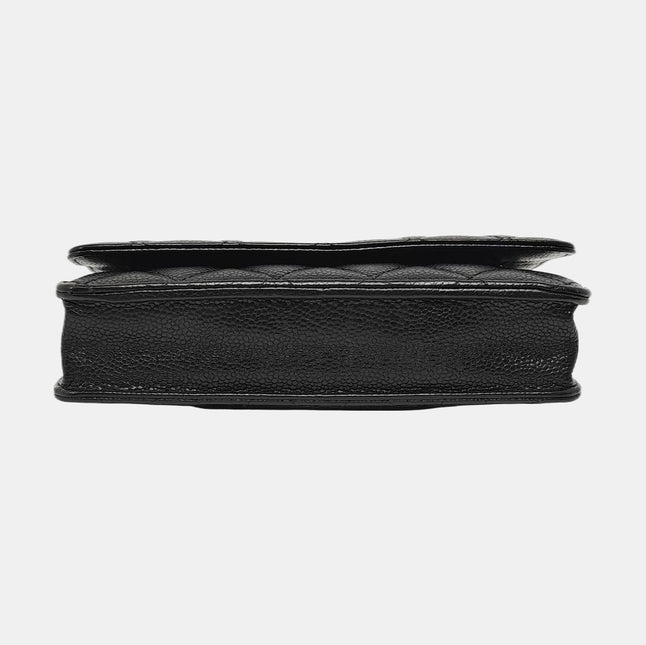Chanel Wallet on Chain Classic Flap Black Caviar Leather Silver Hardware
