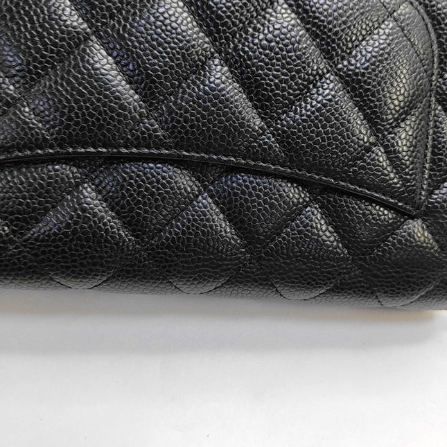 Chanel Wallet on Chain Classic Flap Black Caviar Leather Silver Hardware