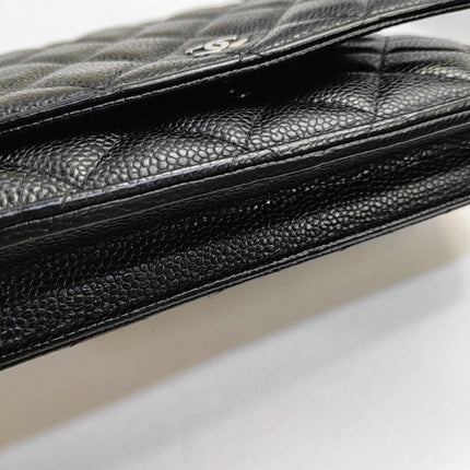 Chanel Wallet on Chain Classic Flap Black Caviar Leather Silver Hardware