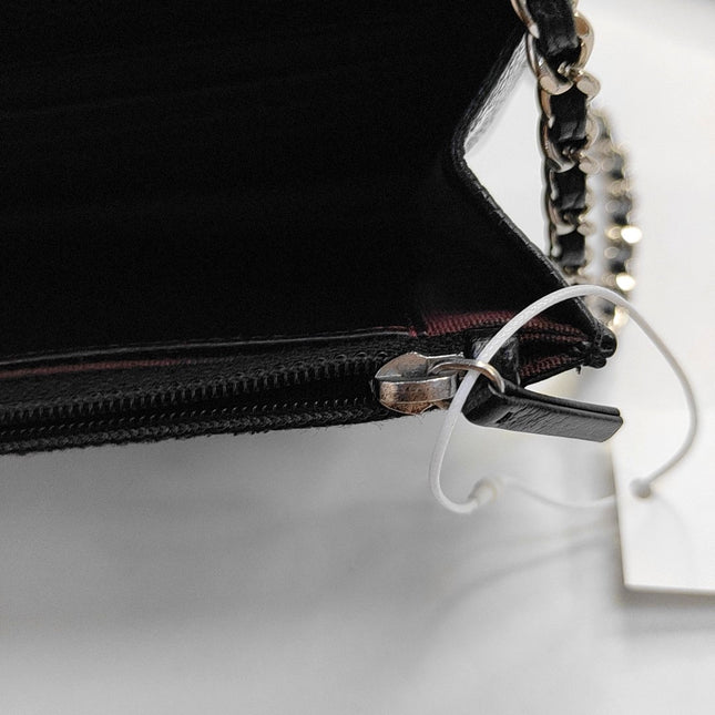 Chanel Wallet on Chain Classic Flap Black Caviar Leather Silver Hardware