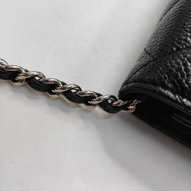 Chanel Wallet on Chain Classic Flap Black Caviar Leather Silver Hardware