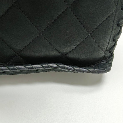 Chanel Classic Flap Medium Black Aged Calfskin Leather Braided Edge Gold Hardware