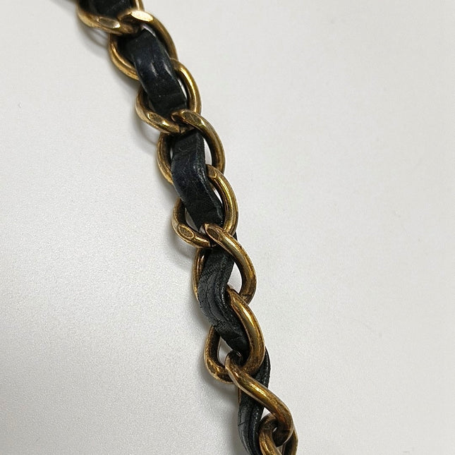 Chanel Classic Flap Medium Black Aged Calfskin Leather Braided Edge Gold Hardware
