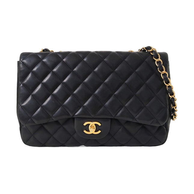 Chanel Classic Flap Jumbo Black Lambskin Leather Single Flap Gold Hardware-1014