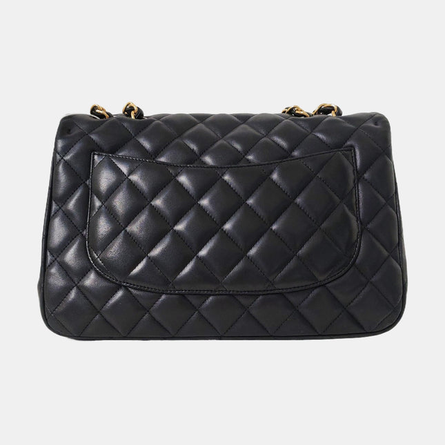 Chanel Classic Flap Jumbo Black Lambskin Leather Single Flap Gold Hardware 2009-2010
