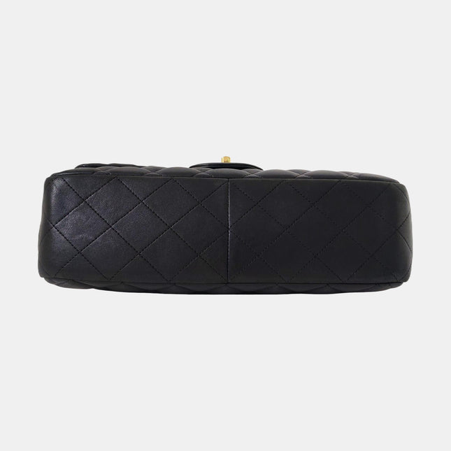 Chanel Classic Flap Jumbo Black Lambskin Leather Single Flap Gold Hardware 2009-2010