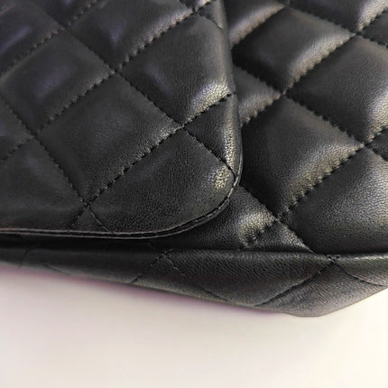 Chanel Classic Flap Jumbo Black Lambskin Leather Single Flap Gold Hardware 2009-2010