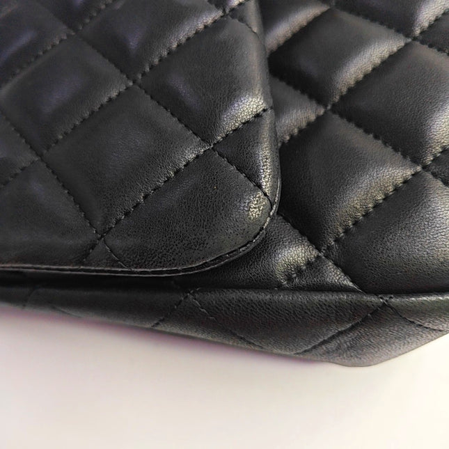 Chanel Classic Flap Jumbo Black Lambskin Leather Single Flap Gold Hardware 2009-2010