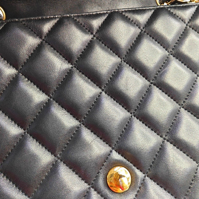 Chanel Classic Flap Jumbo Black Lambskin Leather Single Flap Gold Hardware 2009-2010
