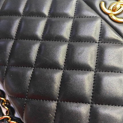 Chanel Classic Flap Jumbo Black Lambskin Leather Single Flap Gold Hardware 2009-2010