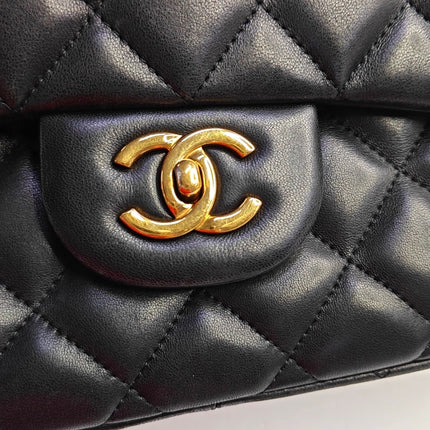 Chanel Classic Flap Jumbo Black Lambskin Leather Single Flap Gold Hardware 2009-2010