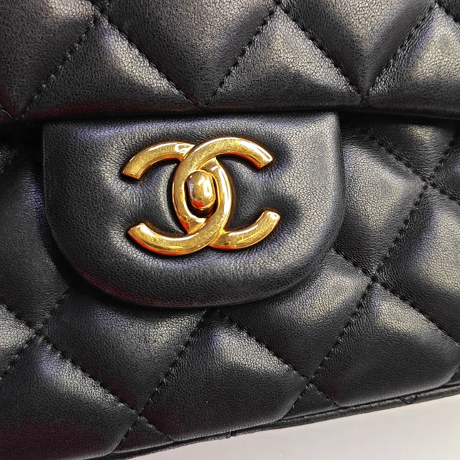 Chanel Classic Flap Jumbo Black Lambskin Leather Single Flap Gold Hardware 2009-2010