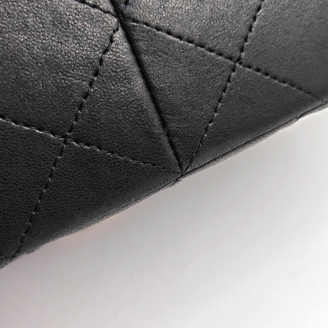 Chanel Classic Flap Jumbo Black Lambskin Leather Single Flap Gold Hardware 2009-2010