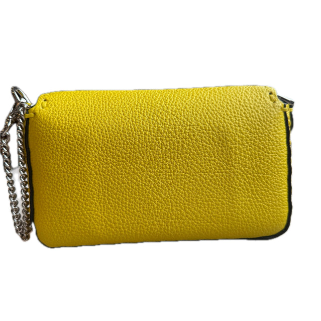 Fendi Baguette Mini Selleria Lemon Yellow Calfskin Leather Crossbody Bag