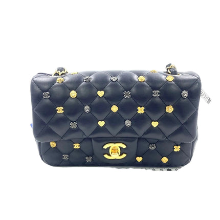 Chanel Classic Flap Mini Lucky Charms Black Lambskin Leather Gold Hardware-Luxbags