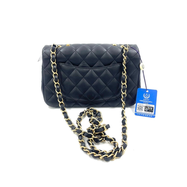 Chanel Classic Flap Mini Lucky Charms Black Lambskin Leather Gold Hardware
