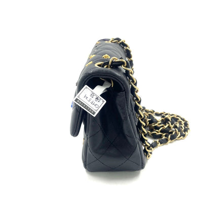 Chanel Classic Flap Mini Lucky Charms Black Lambskin Leather Gold Hardware