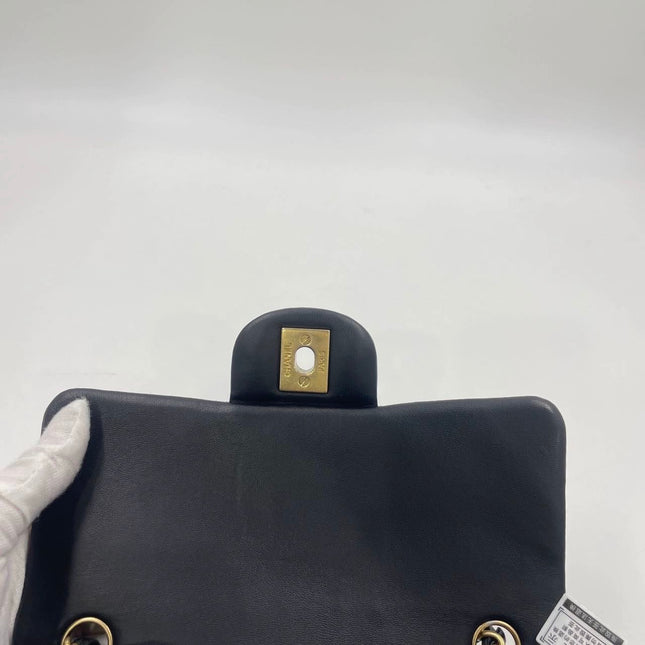 Chanel Classic Flap Mini Lucky Charms Black Lambskin Leather Gold Hardware