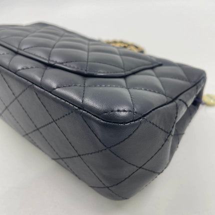 Chanel Classic Flap Mini Lucky Charms Black Lambskin Leather Gold Hardware