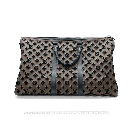 Sold Louis Vuitton Keepall Triangle Bag 50 Canvas Shoulder Strap Monogram Tufting Brown Black Never Worn