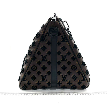 Sold Louis Vuitton Keepall Triangle Bag 50 Canvas Shoulder Strap Monogram Tufting Brown Black Never Worn