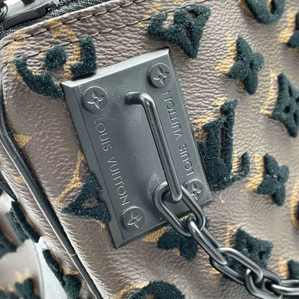 Sold Louis Vuitton Keepall Triangle Bag 50 Canvas Shoulder Strap Monogram Tufting Brown Black Never Worn