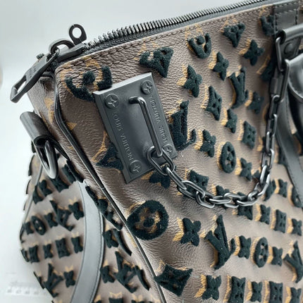 Sold Louis Vuitton Keepall Triangle Bag 50 Canvas Shoulder Strap Monogram Tufting Brown Black Never Worn