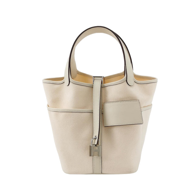 Hermes Picotin 18 Cargo Lock Pocket 18 Cream White Swift Leather and Canvas PHW
