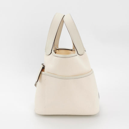 Hermes Picotin 18 Cargo Lock Pocket 18 Cream White Swift Leather and Canvas PHW