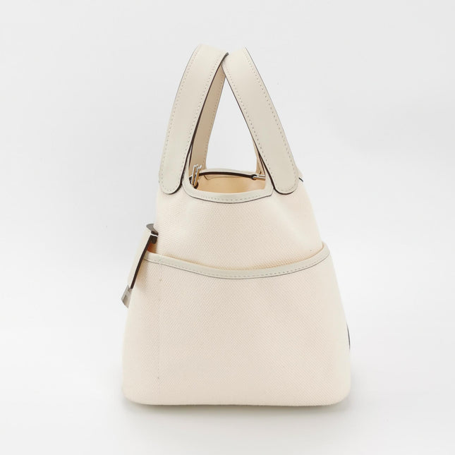 Hermes Picotin 18 Cargo Lock Pocket 18 Cream White Swift Leather and Canvas PHW