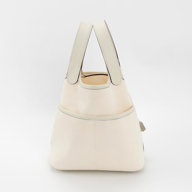 Hermes Picotin 18 Cargo Lock Pocket 18 Cream White Swift Leather and Canvas PHW