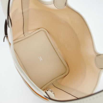 Hermes Picotin 18 Cargo Lock Pocket 18 Cream White Swift Leather and Canvas PHW